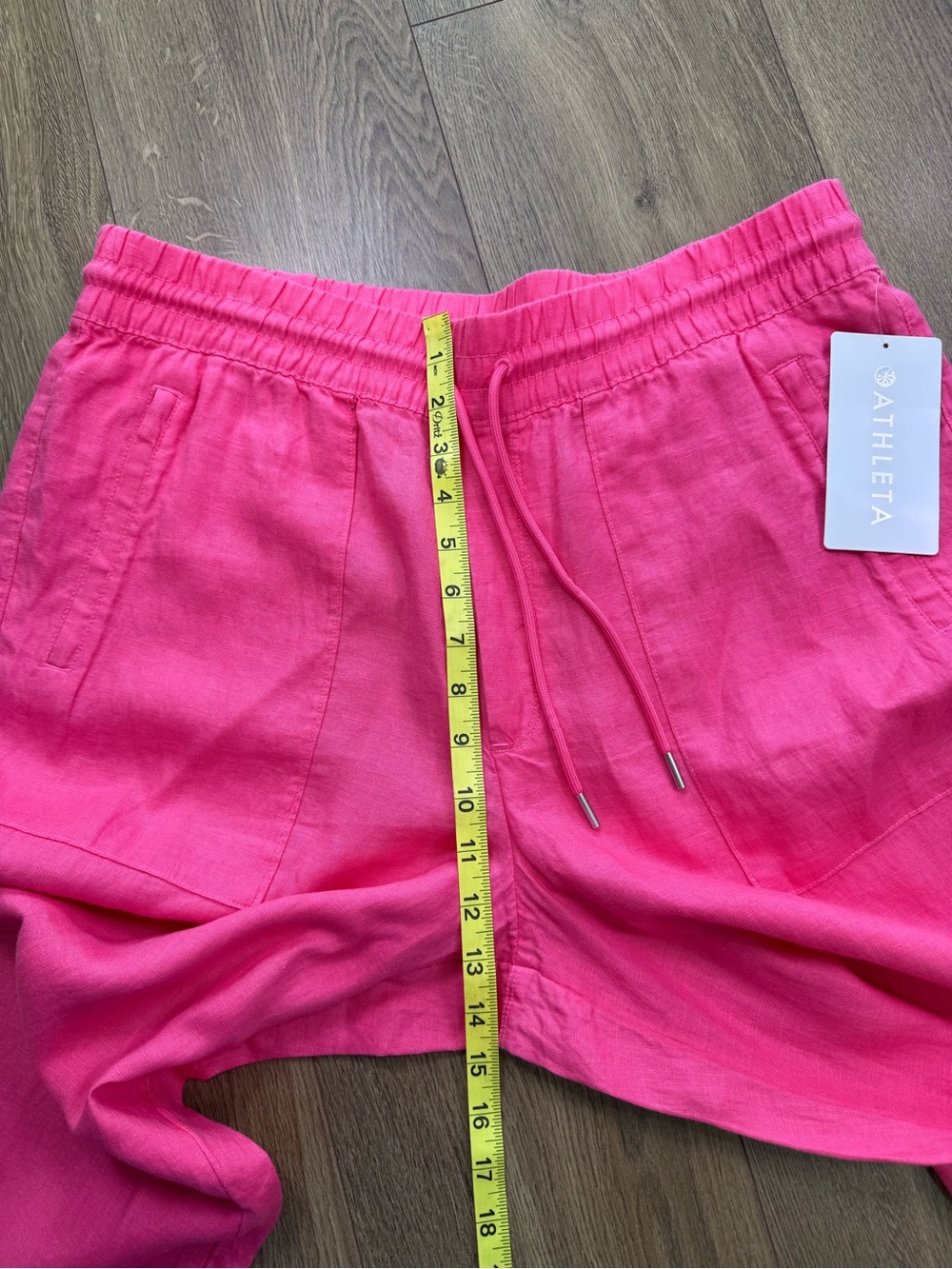 NWT Athleta Retreat Linen High Rise Wide Leg Pant Hot Pink Size Large - Picture 11 of 12